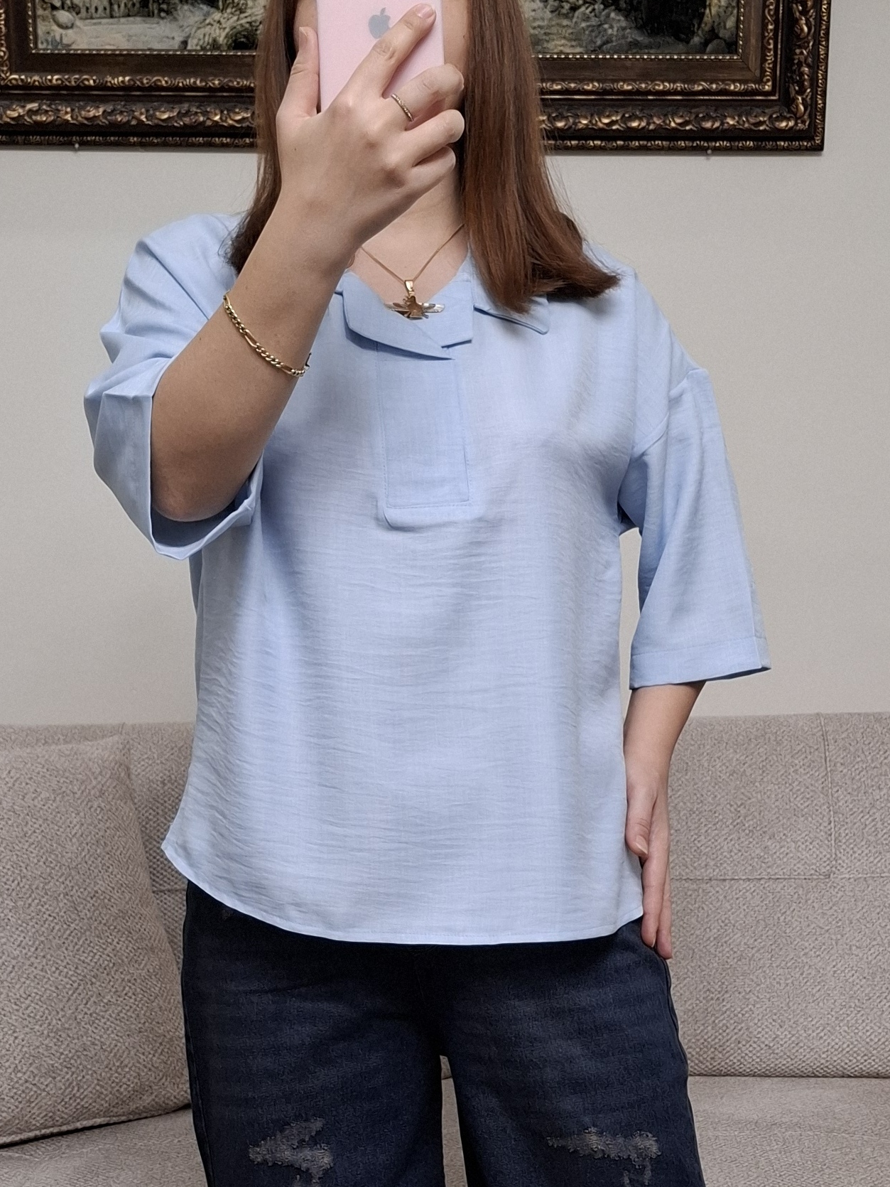شومیز باکسی آبی آسمانی