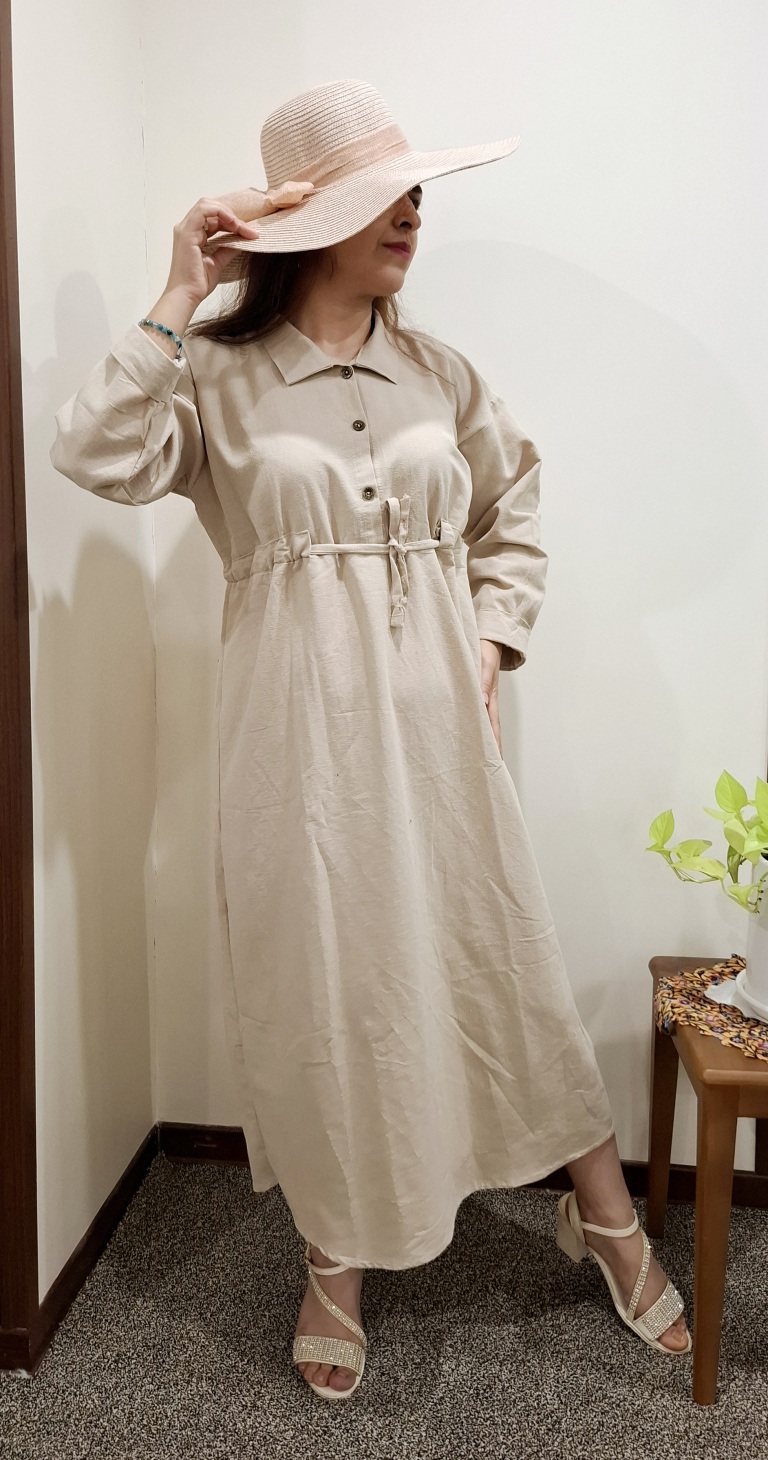  کفتان لینن کرم استخونی 