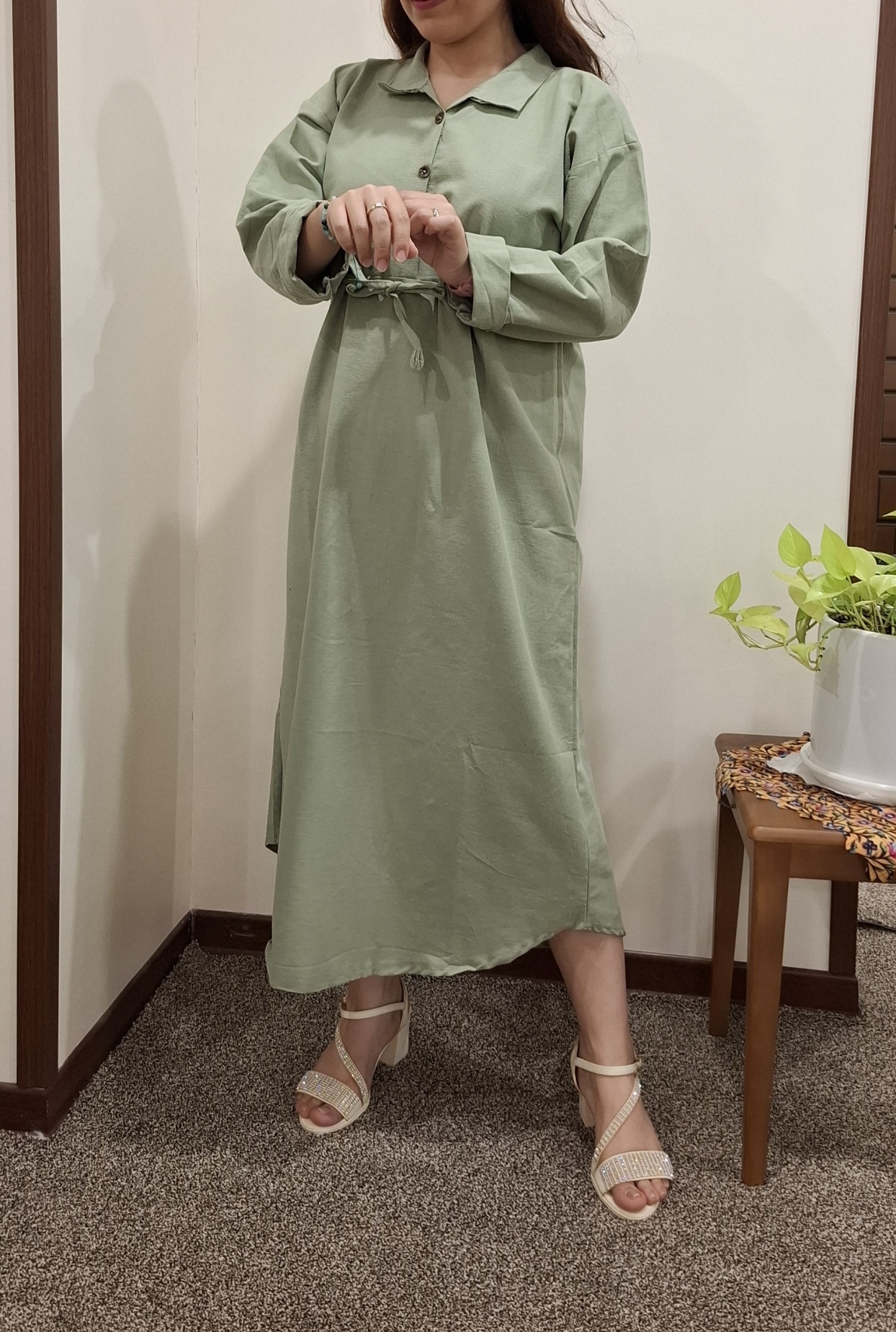  کفتان لینن سبزسدری 