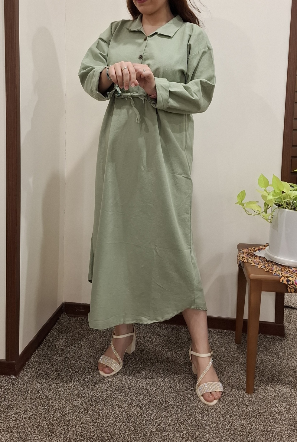  کفتان لینن سبزسدری 