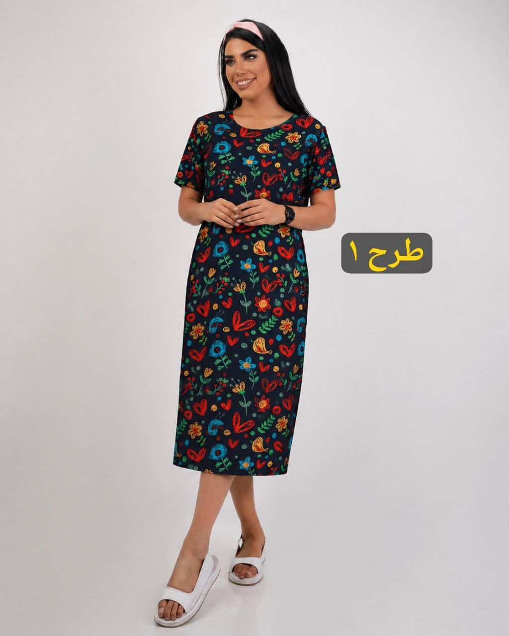 پیراهن نخی زنانه راحتی | گل و گنجشک