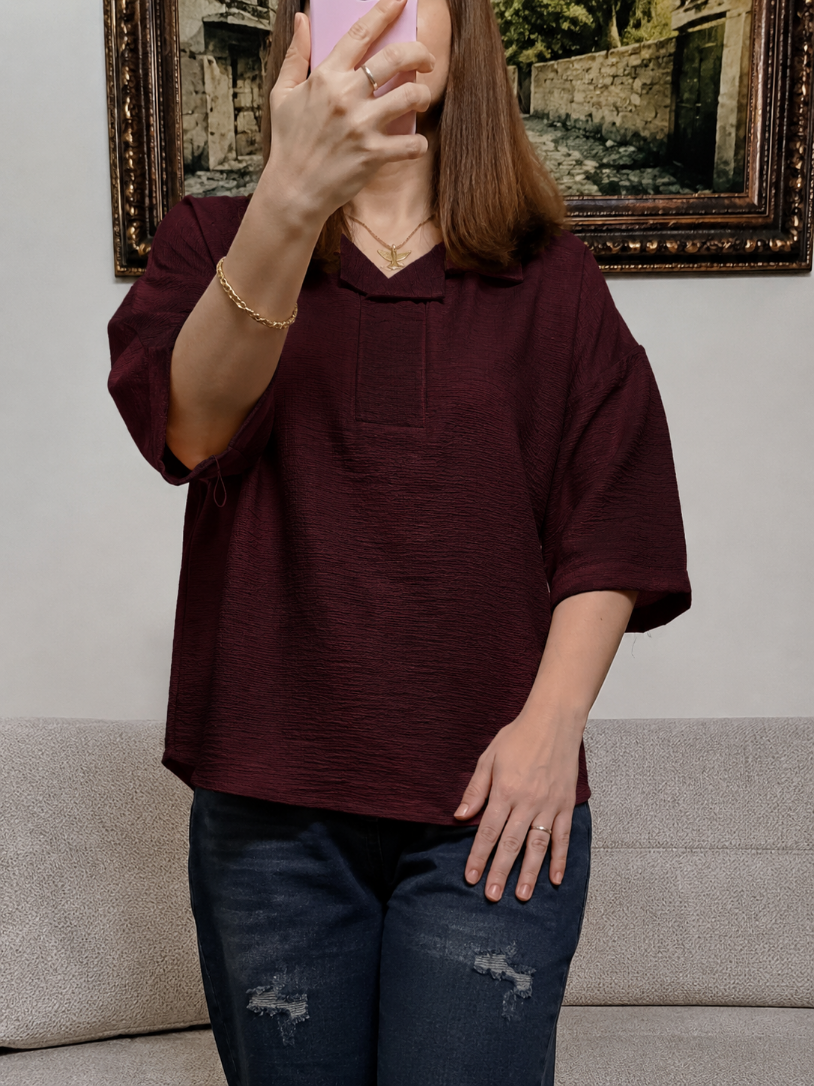 شومیز باکسی زرشکی