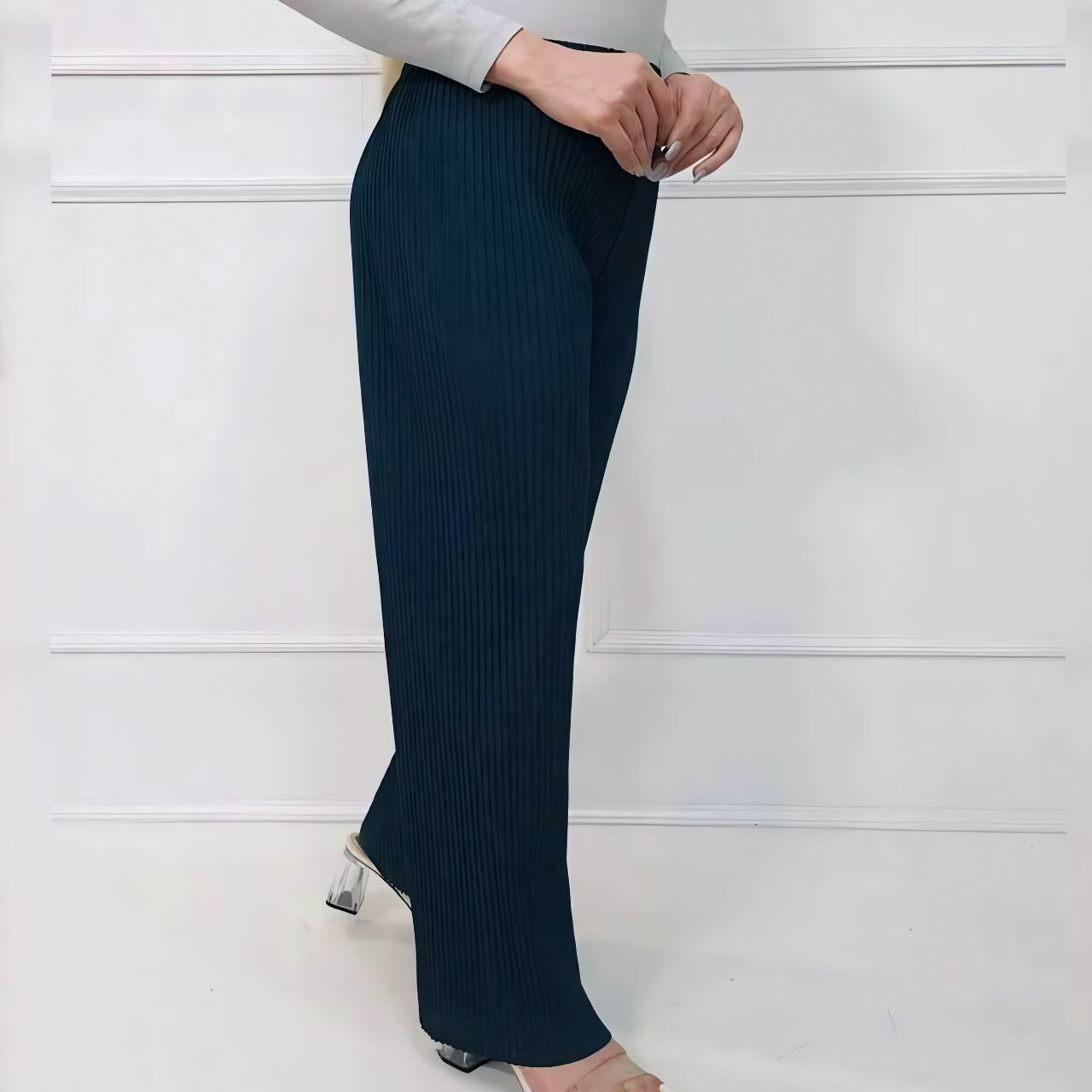  شلوار ریلی زنانه سرمه ای 