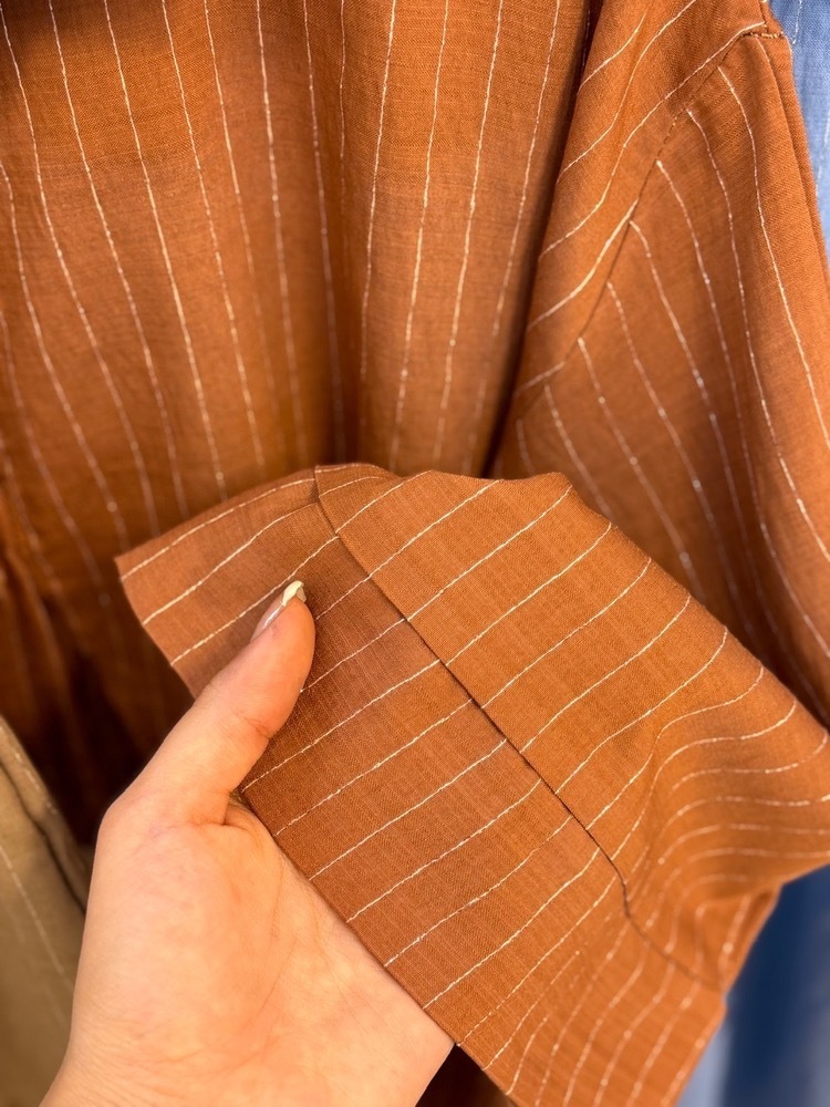 شومیز باکسی راه راه آجری